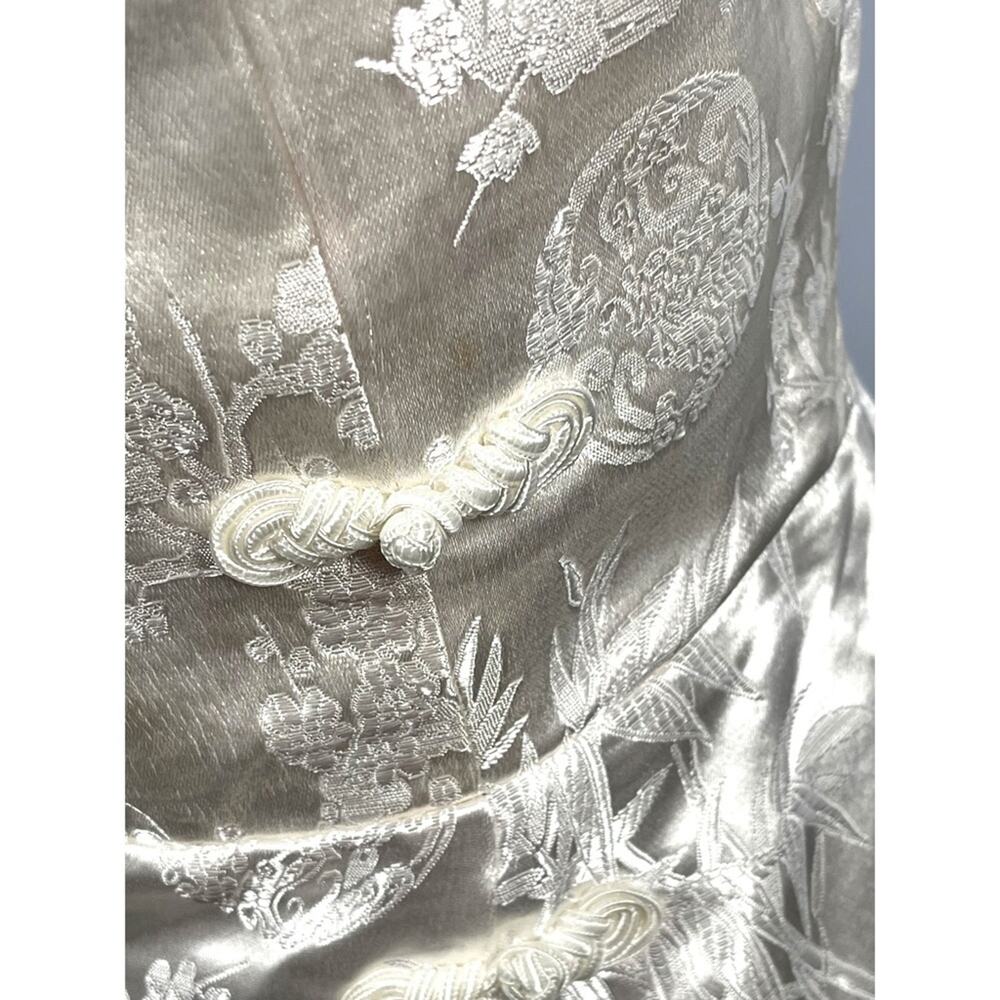 Sau Lee Jayde Sateen Jacquard Feather Hem Ivory White Mini Dress Size 14 - Picture 8 of 13